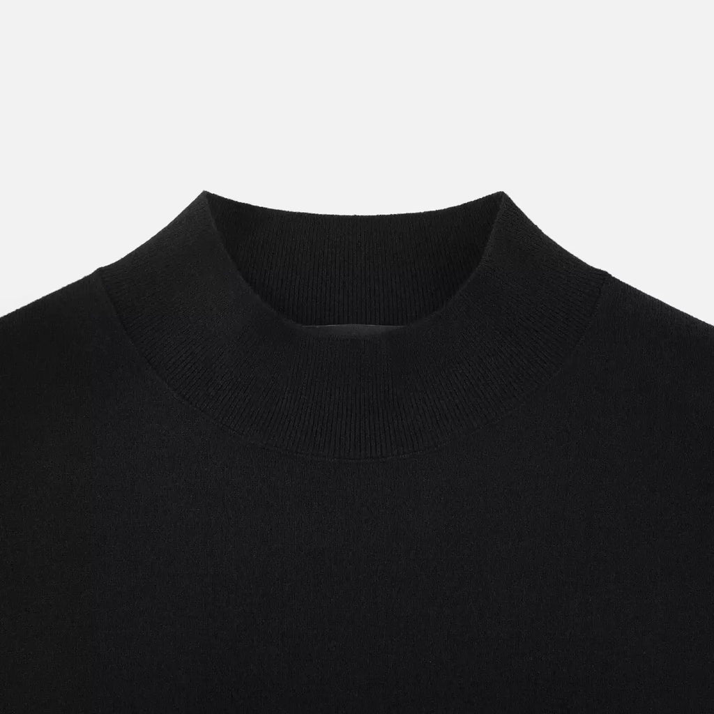 Mock neck and fine knit detail