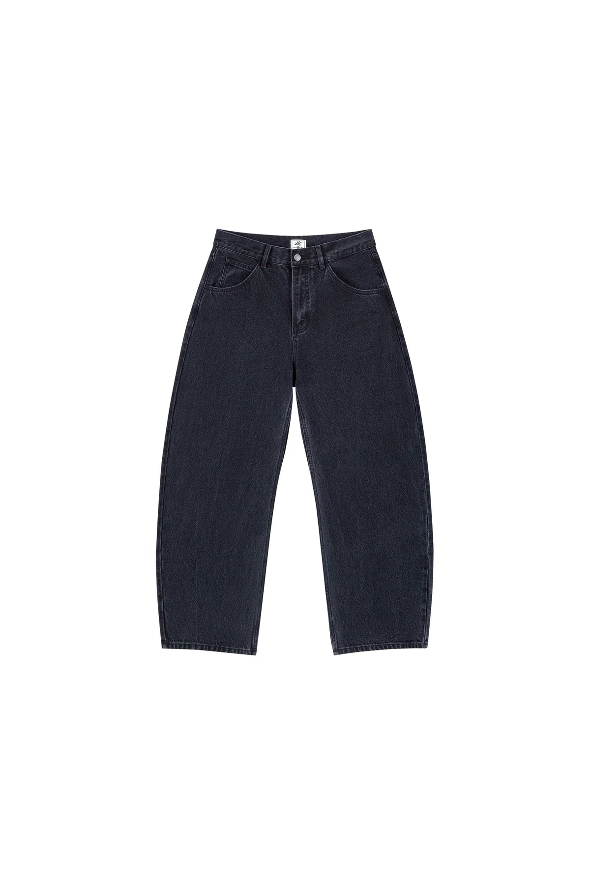 Relaxed Curved Leg Jeans in Dark Grey, front view