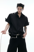 Metal Buckle Deconstructed Shirt