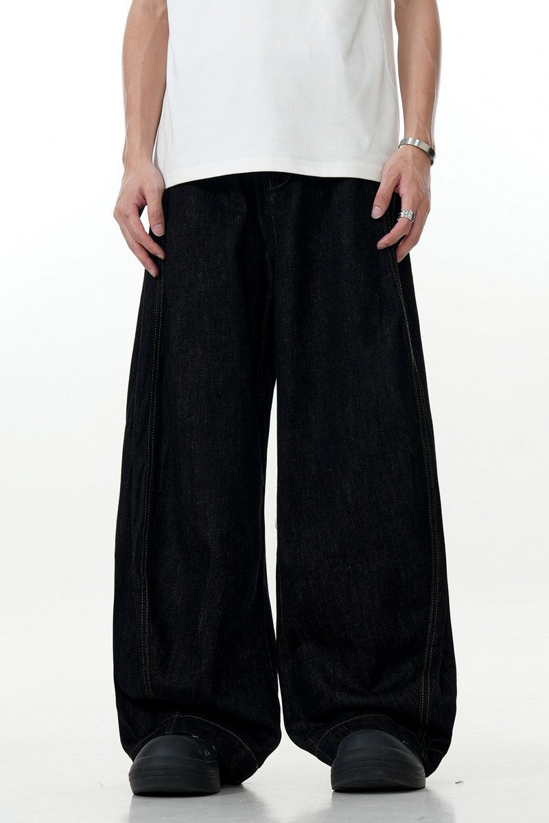 Black Curved Wide Jeans
