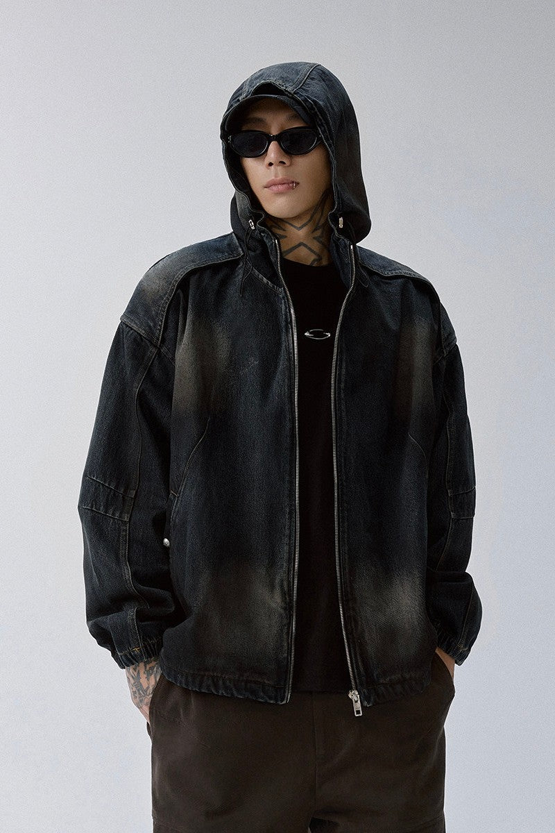 Distressed Patchwork Hooded Jacket