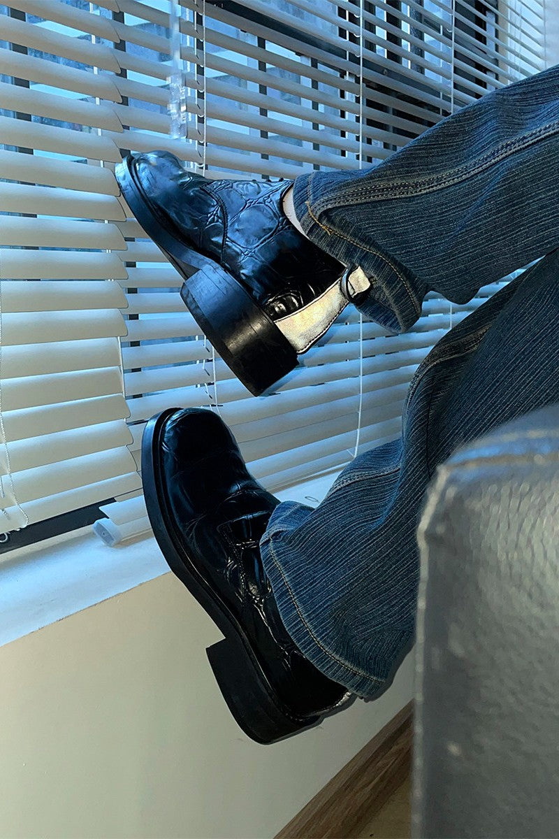 Reflective Buckle Derby Shoes