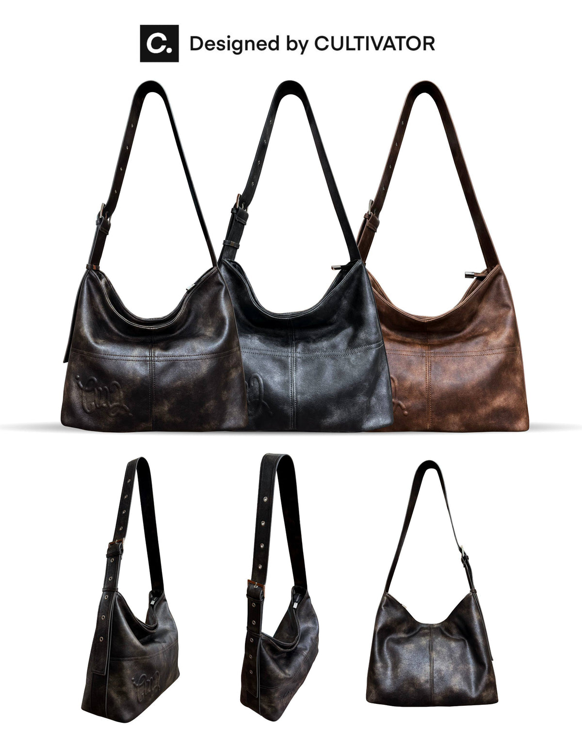 Vintage Wide Strap Large Tote Bag