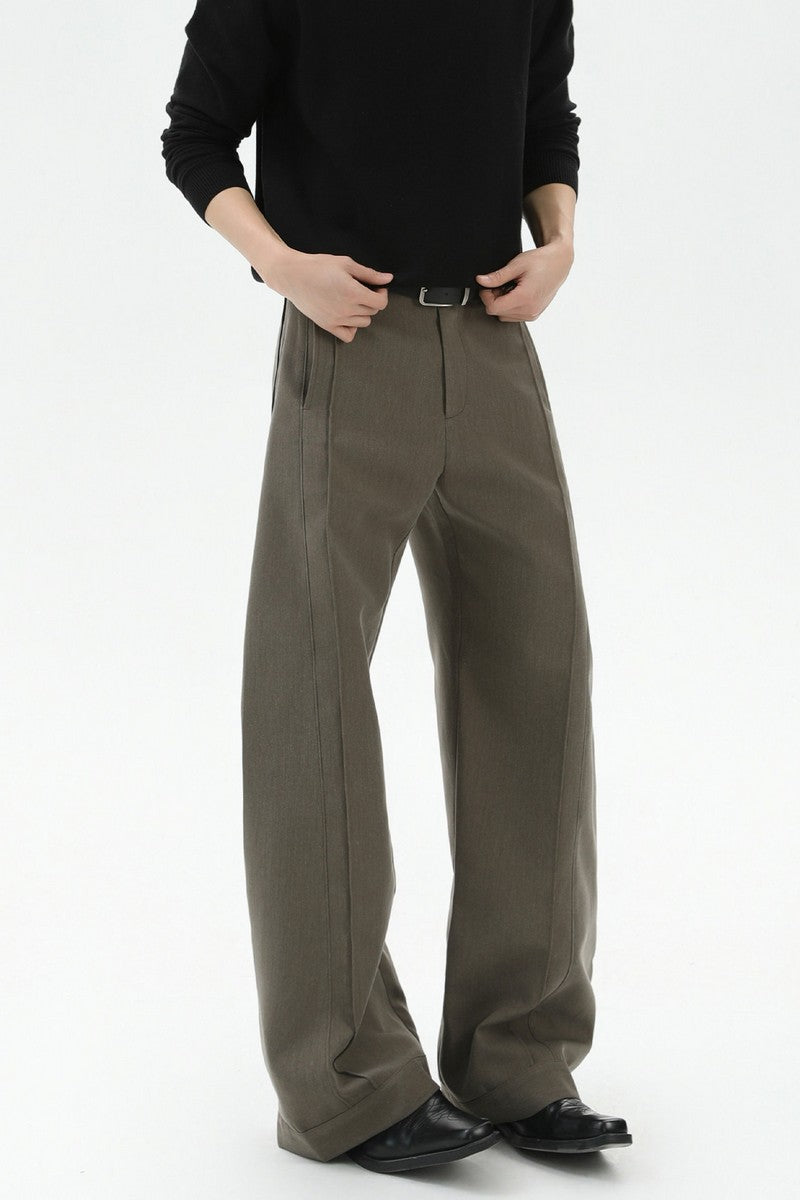 Quilted Pleated Wide Leg Trousers