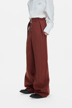 Striped Pleated Wide Leg Pants