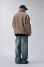 Distressed Suede Sherpa Jacket