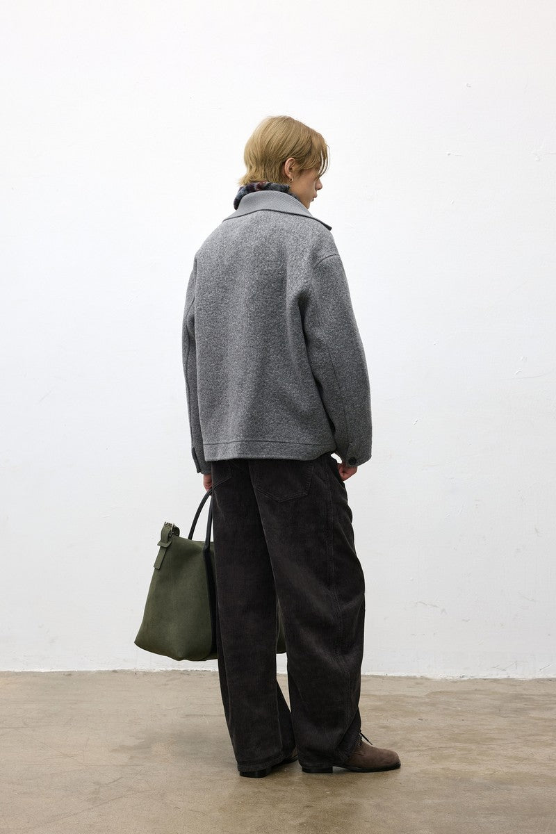 Wool Knit Collar Coat