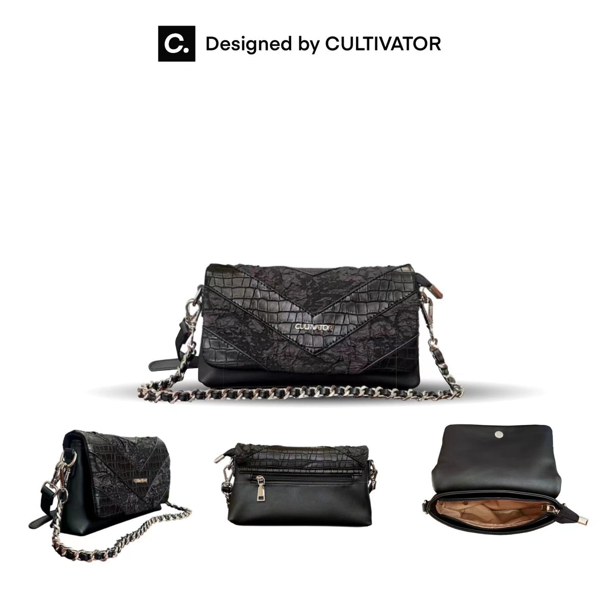 Snake Pattern Chain Shoulder Bag
