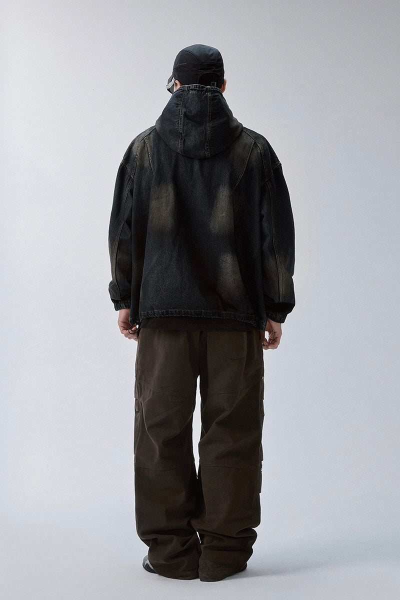 Distressed Patchwork Hooded Jacket