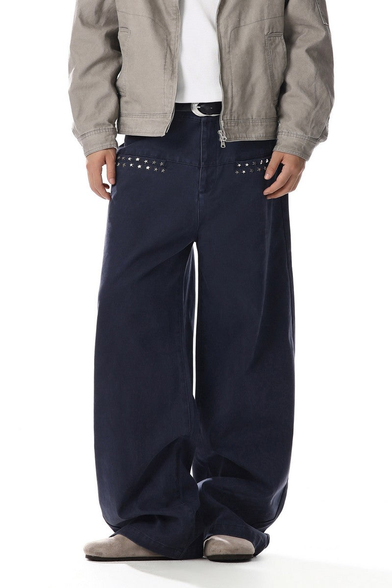 Stars Studded Wide Jeans