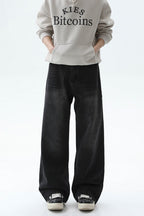 Washed Straight Leg Denim Jeans