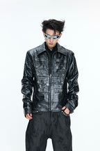 Crocodile Embossed Leather Jacket