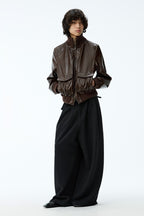 Pleated Jacquard Camo Trousers