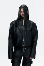 Waxed Studded Zip Jacket