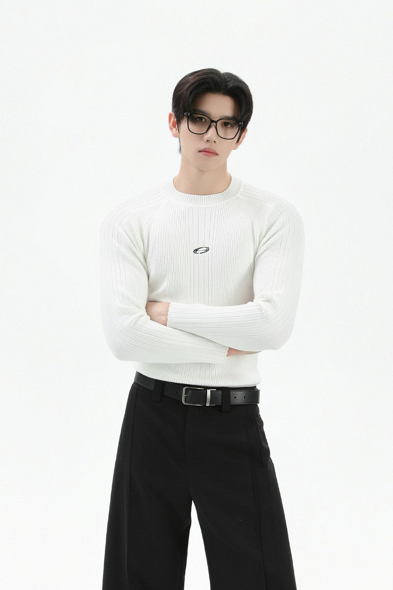 Slim Fit Ribbed Knit Sweater