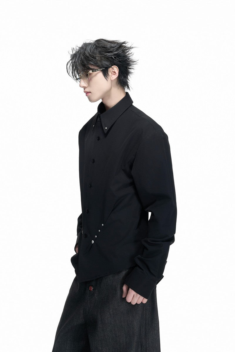 Studded Waist Pleated Shirt