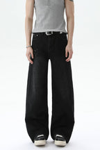 Washed Distressed Straight Leg Jeans