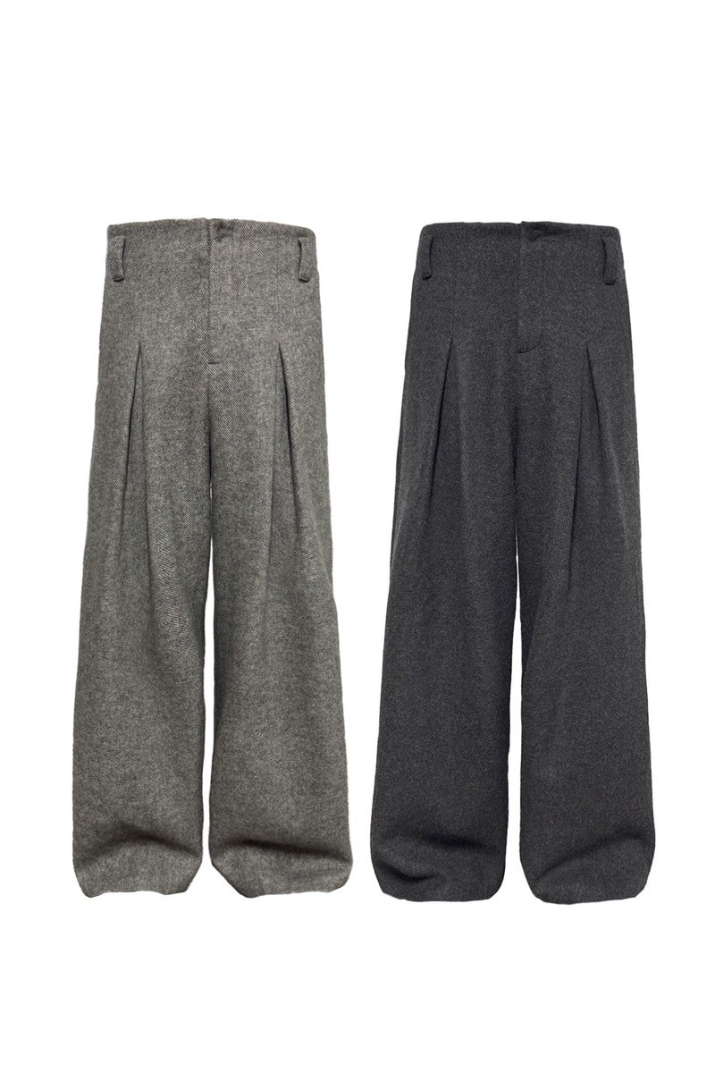 Pleated Wool Twill Trousers