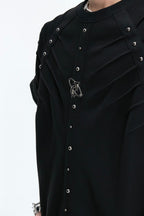 Spine Pleated Studded T-Shirt