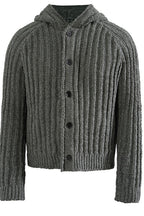 Ribbed Knit Hooded Sweater