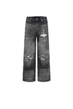 Black Gray Ripped Jeans