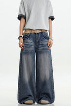 Dark Blue Whiskered Jeans