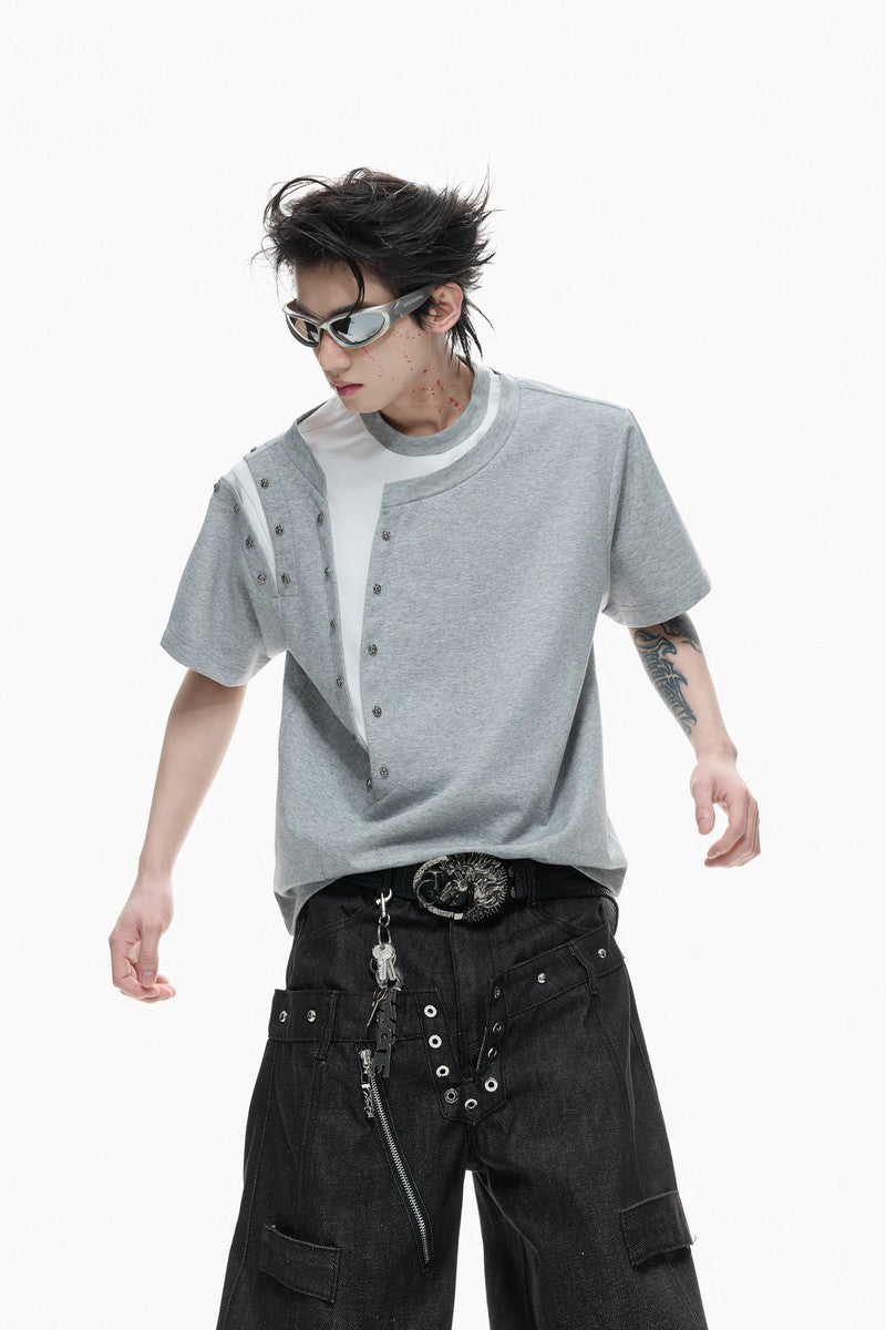 Studded Layered Short Sleeve Tee