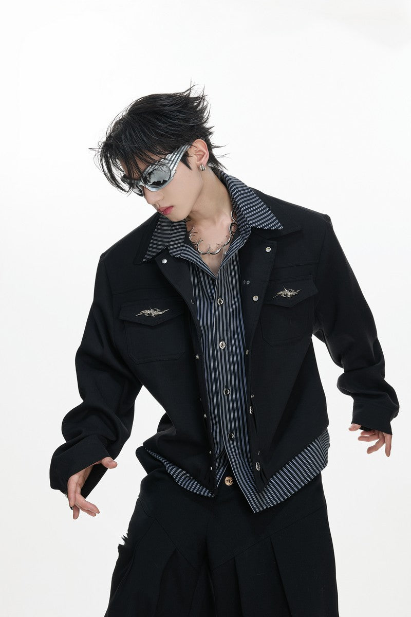 Striped Layered Shirt Jacket