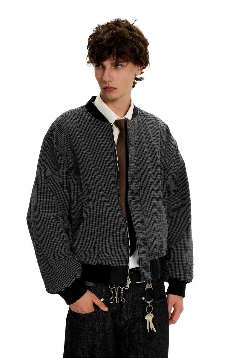 Reversible Plaid Bomber Jacket