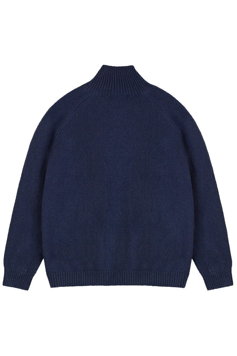Wool Knit High Neck Cardigan