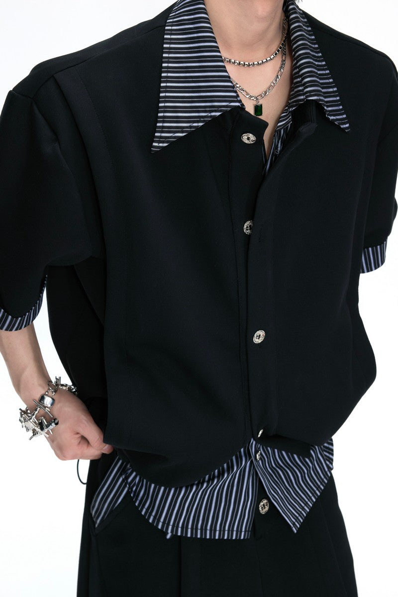 Layered Striped Cardigan Tee