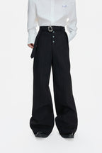 Striped Pleated Wide Leg Pants