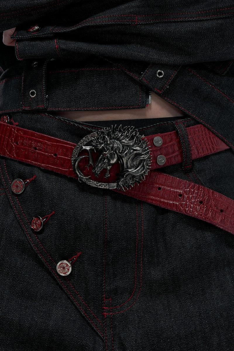 Horse Embossed Studded Belt