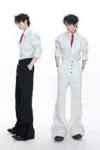 Deconstructed Flare High Waist Pants
