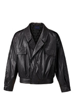 Layered Collar Faux Leather Jacket