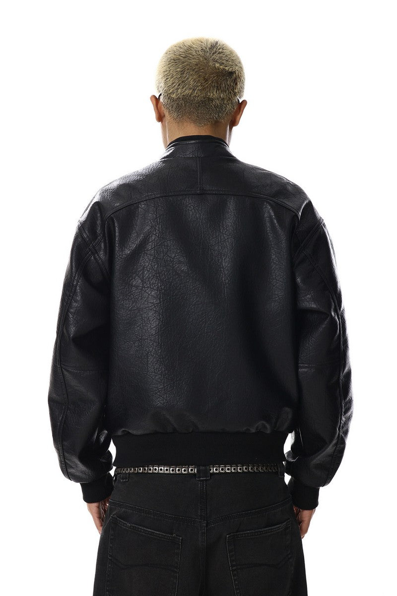 Textured PU Leather Jacket