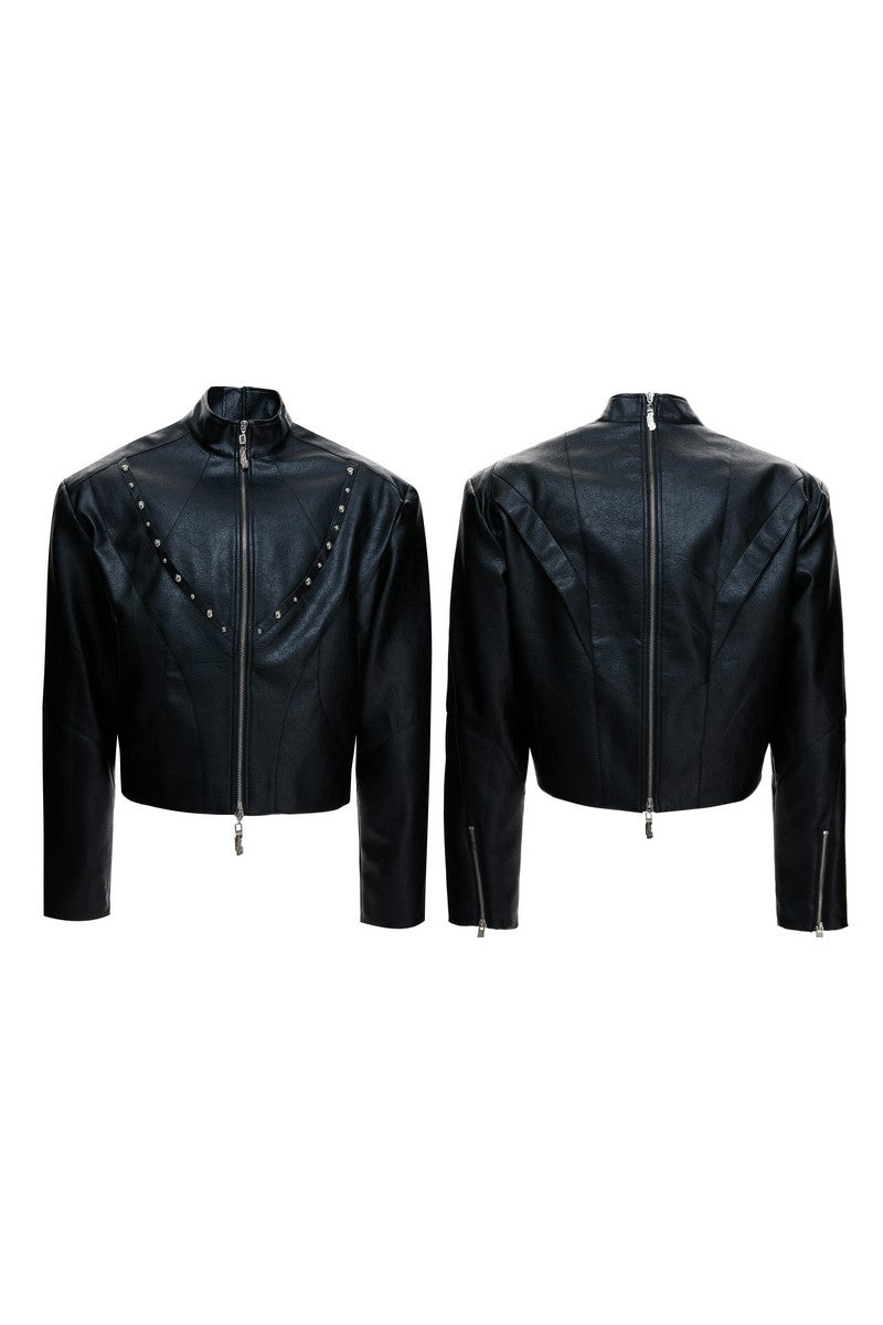 Waxed Studded Zip Jacket