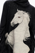 Sequin Horse Print High Neck Sweater