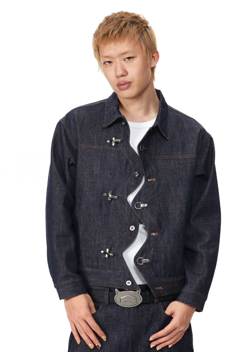 Twisted Seam Raw Denim Jacket