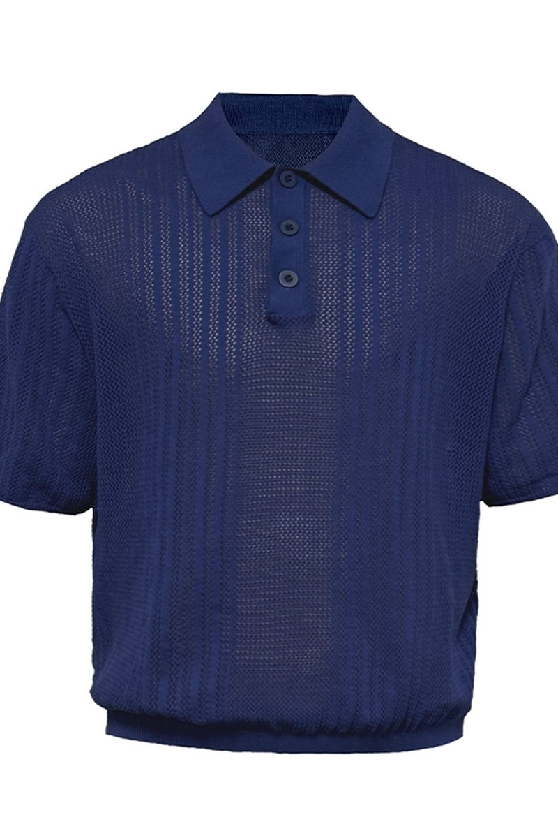 Open Knit Polo Tee
