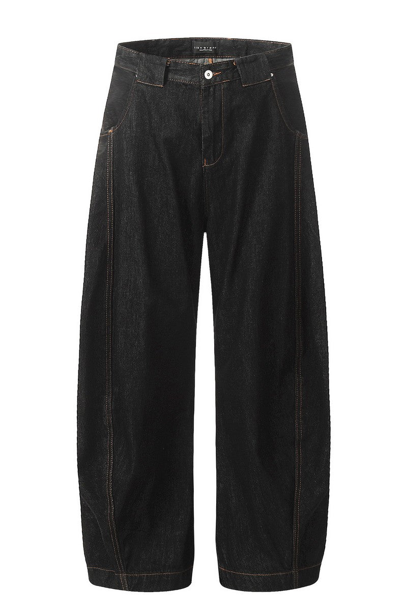 Black Curved Wide Jeans