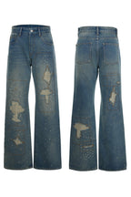 Distressed Patchwork Studded Jeans