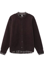 Layered Look Plaid Knit Cardigan