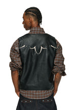 Studded PU Western Biker Vest