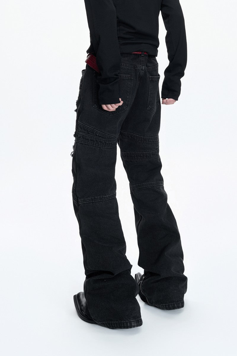 Distressed Studded Curved Jeans