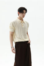 Textured Vintage Knit Polo Tee