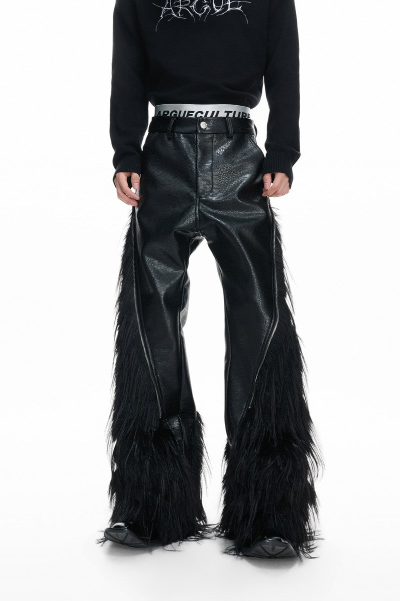 Faux Fur Croc Zip Pants