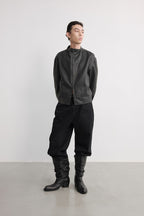 Structured Collar Leather Jacket