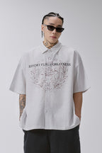 Striped Printed Short Sleeve Shirt