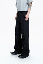 Pleated Studded Straight Jeans